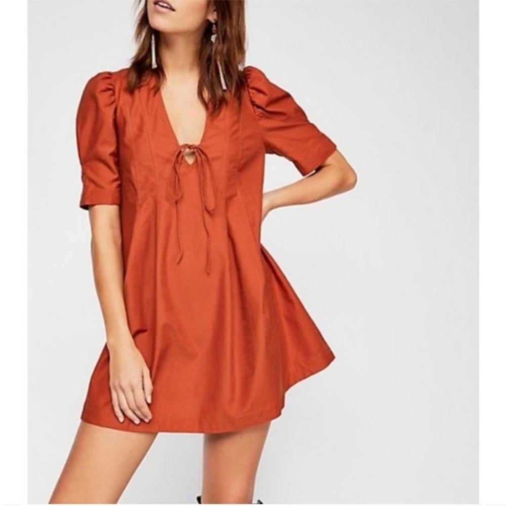 Free People Adele Burnt Orange Dress size Small